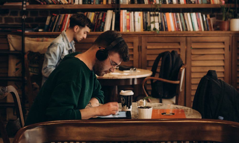 Students taking notes together